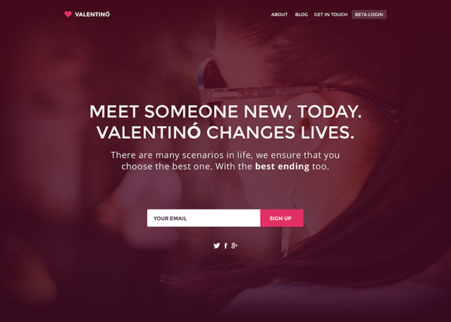Valentino – Free Landing Page PSD Template Preview