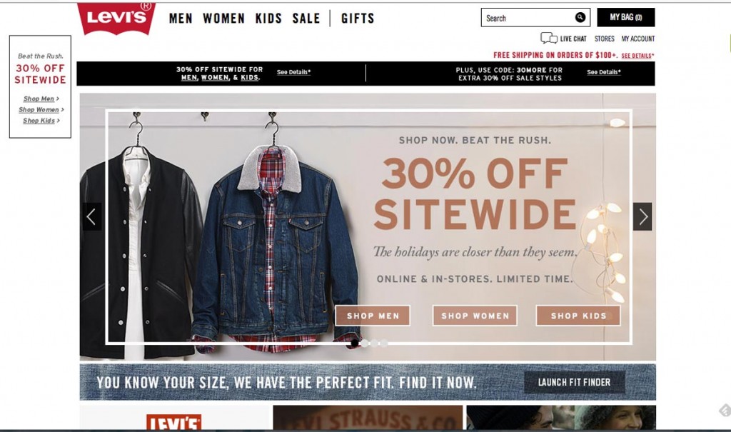 Levi's is a great example of modern trends meeting traditional layout.