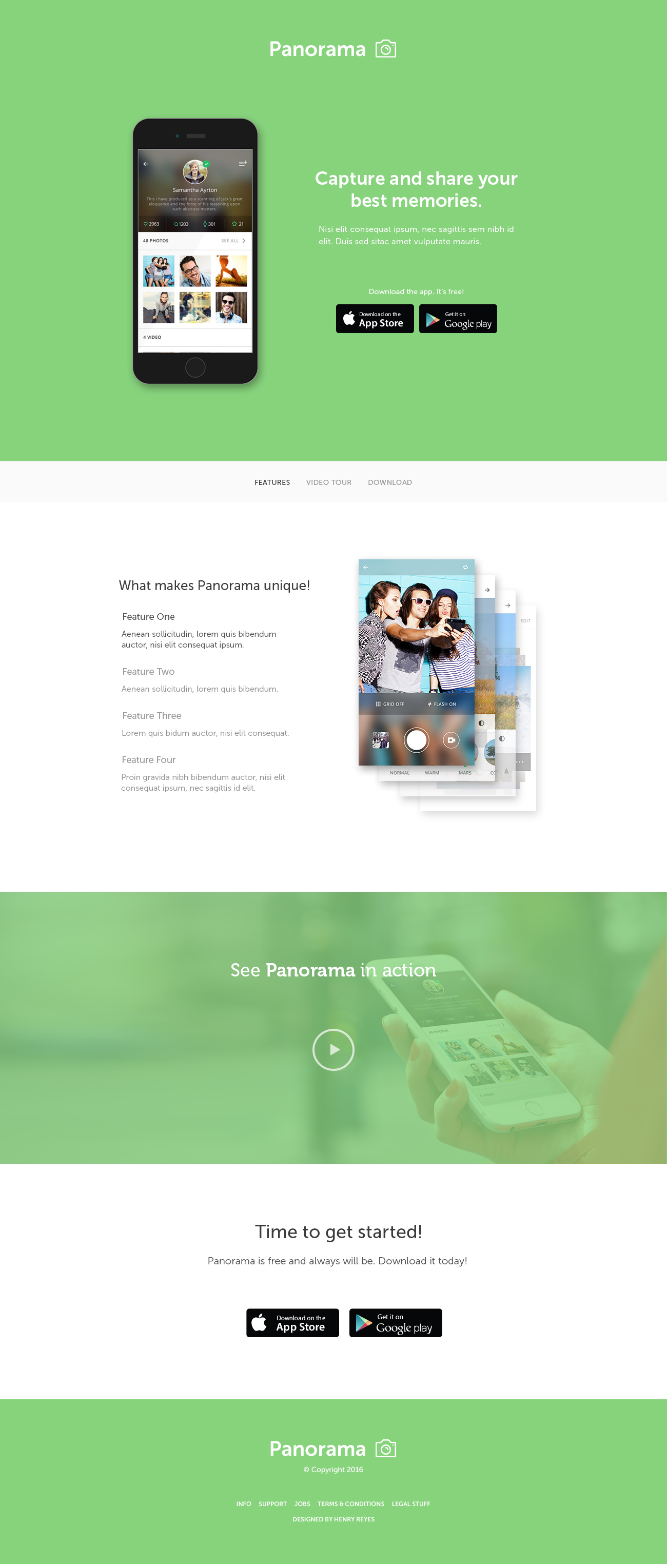 Panorama mobile app landing page preview